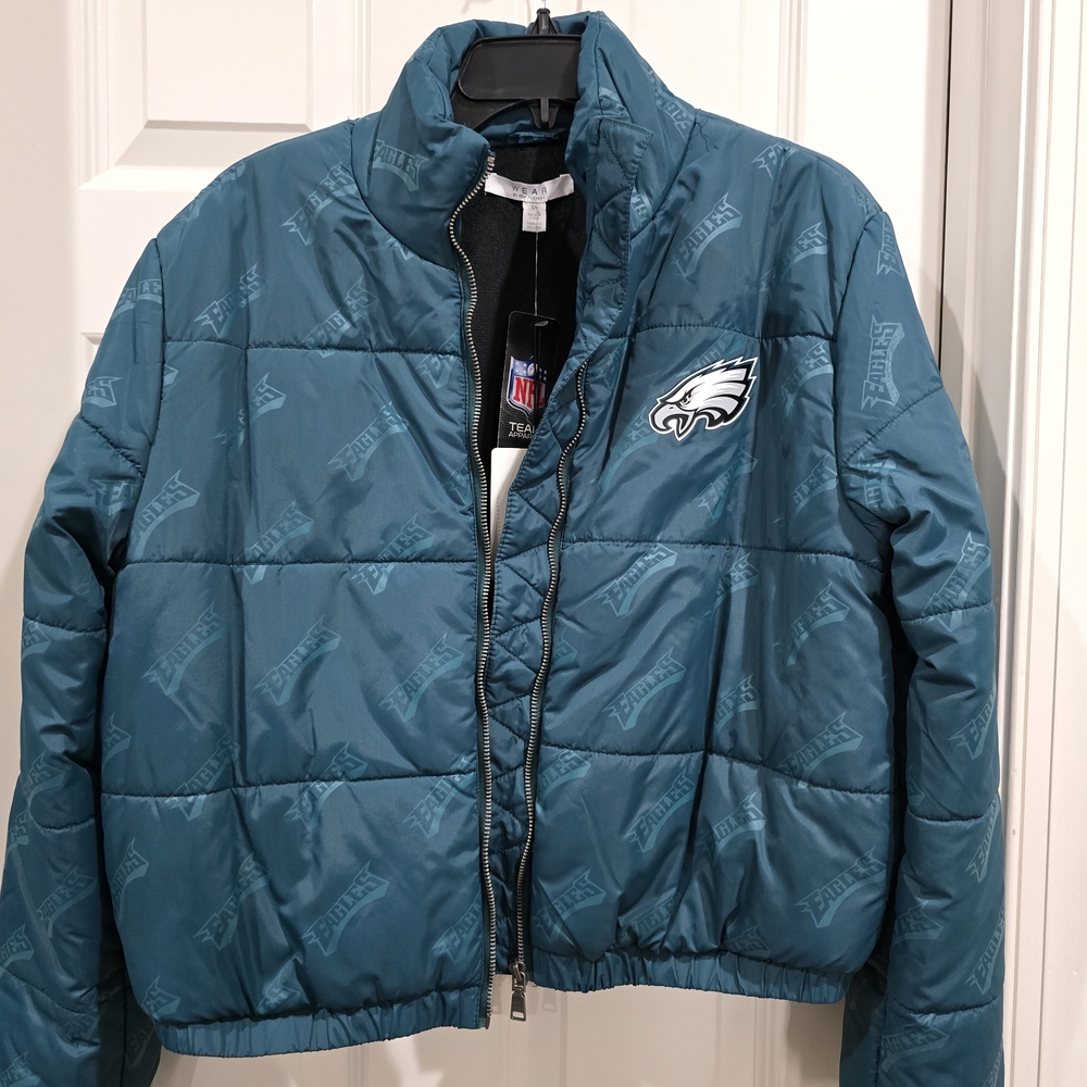 Philadelphia Eagles NFL Teal Puffer Jacket - Picture 7 of 7